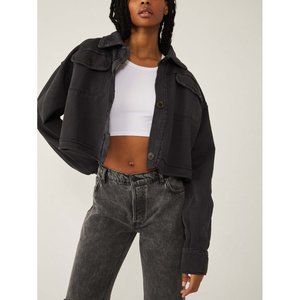 (New) Free People Saturday Shirt Jacket / Washed Black